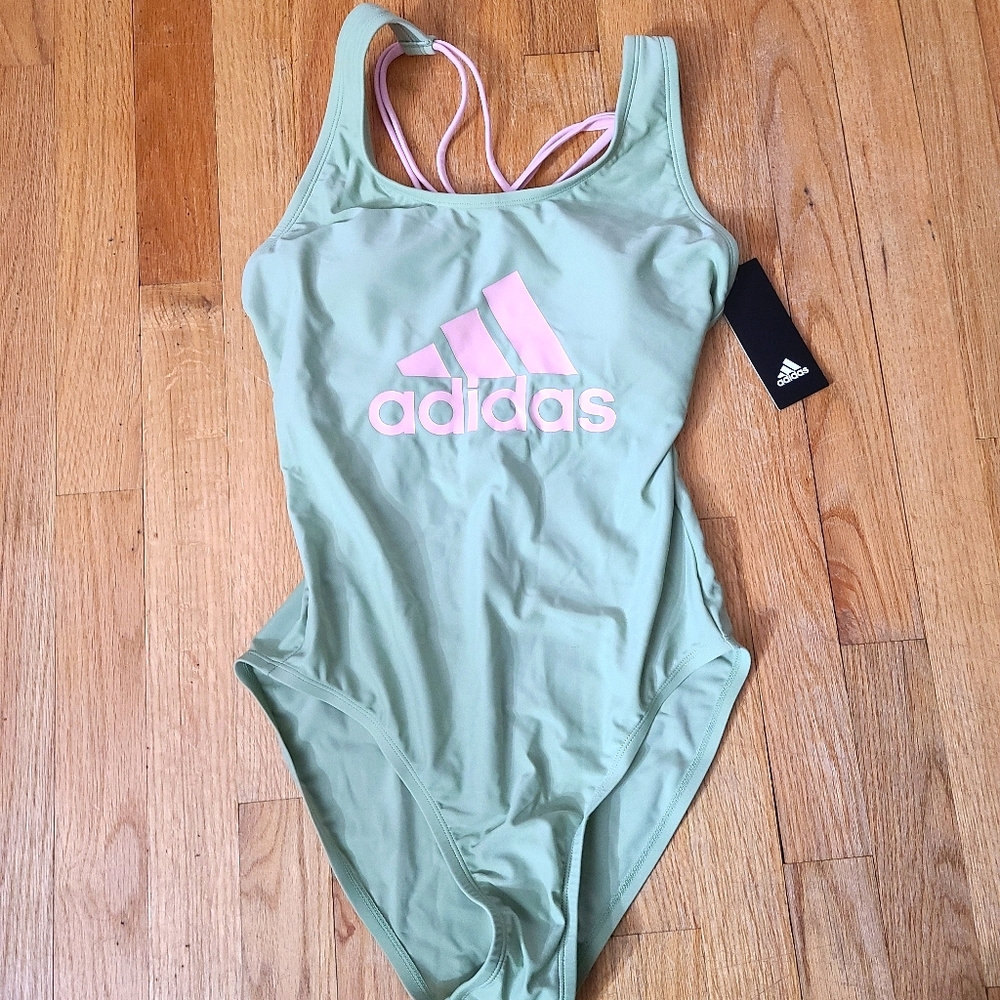 Adidas Logo Cross Back 1-Piece Swimsuit Size Lge